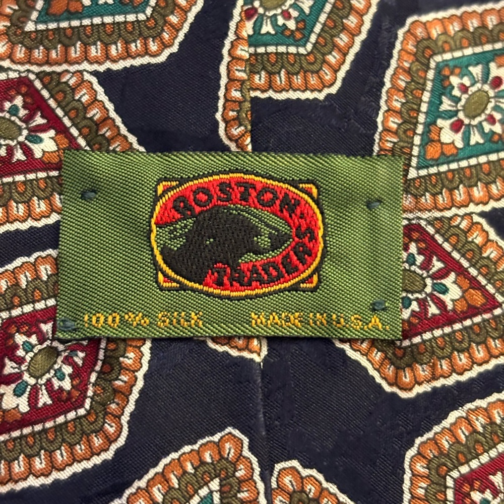 Boston Traders Navy and Multicolor Geometric Tie